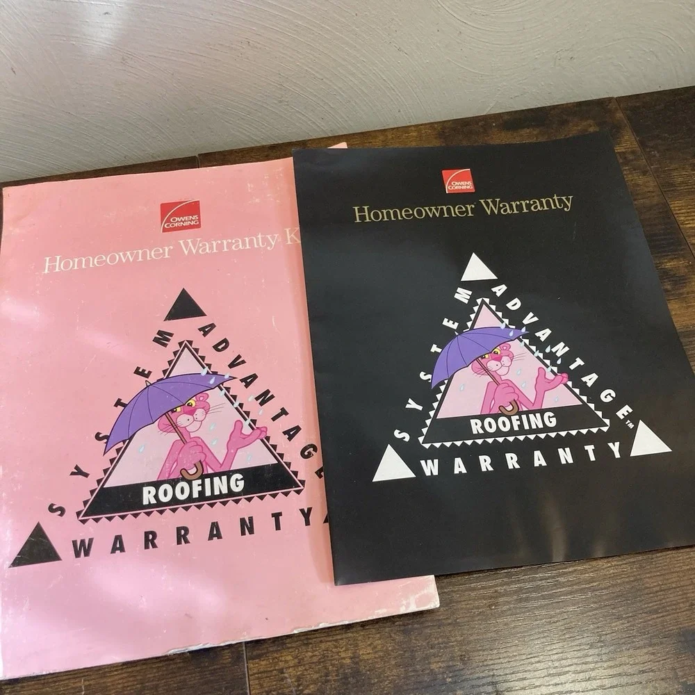 Owens Corning Vtg Pink Panther Folder + Homeowner Warranty Kit 1997 Booklet Roof
